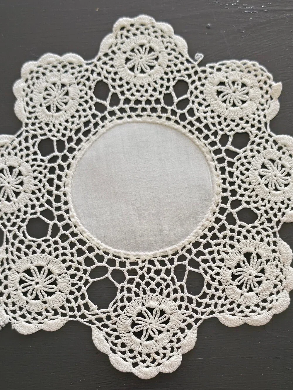Vintage Cream Crochet Lace Doily - Intricate Circular Design